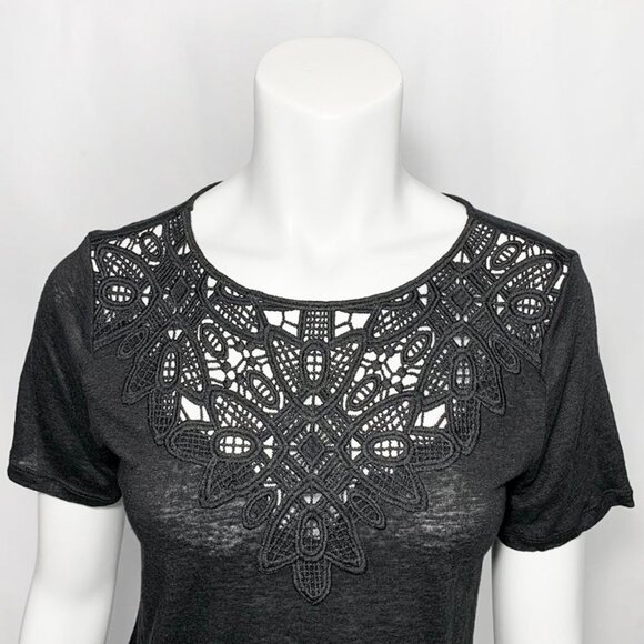 JAMES COVIELLO Linen + Lace tee - Picture 3 of 5
